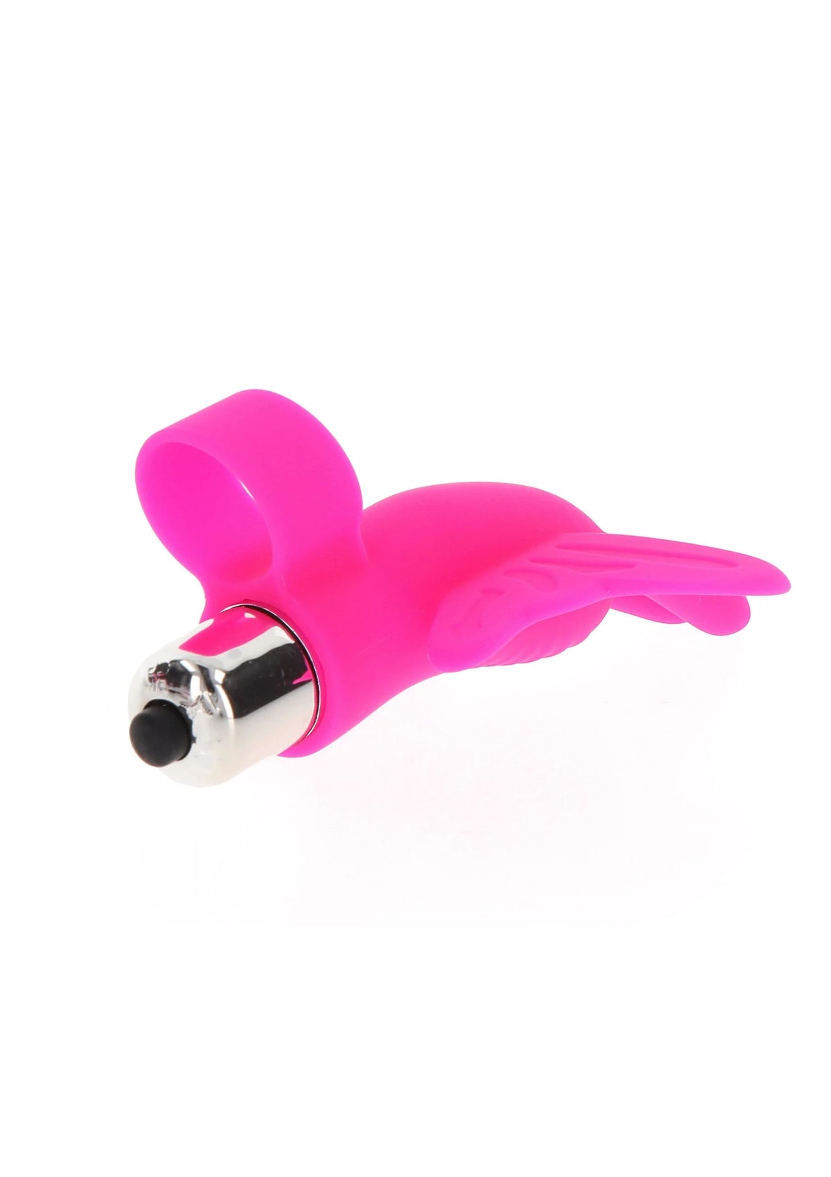 Vlinder-vingervibrator in fuchsia met metalen uiteinde en horizontale vleugels