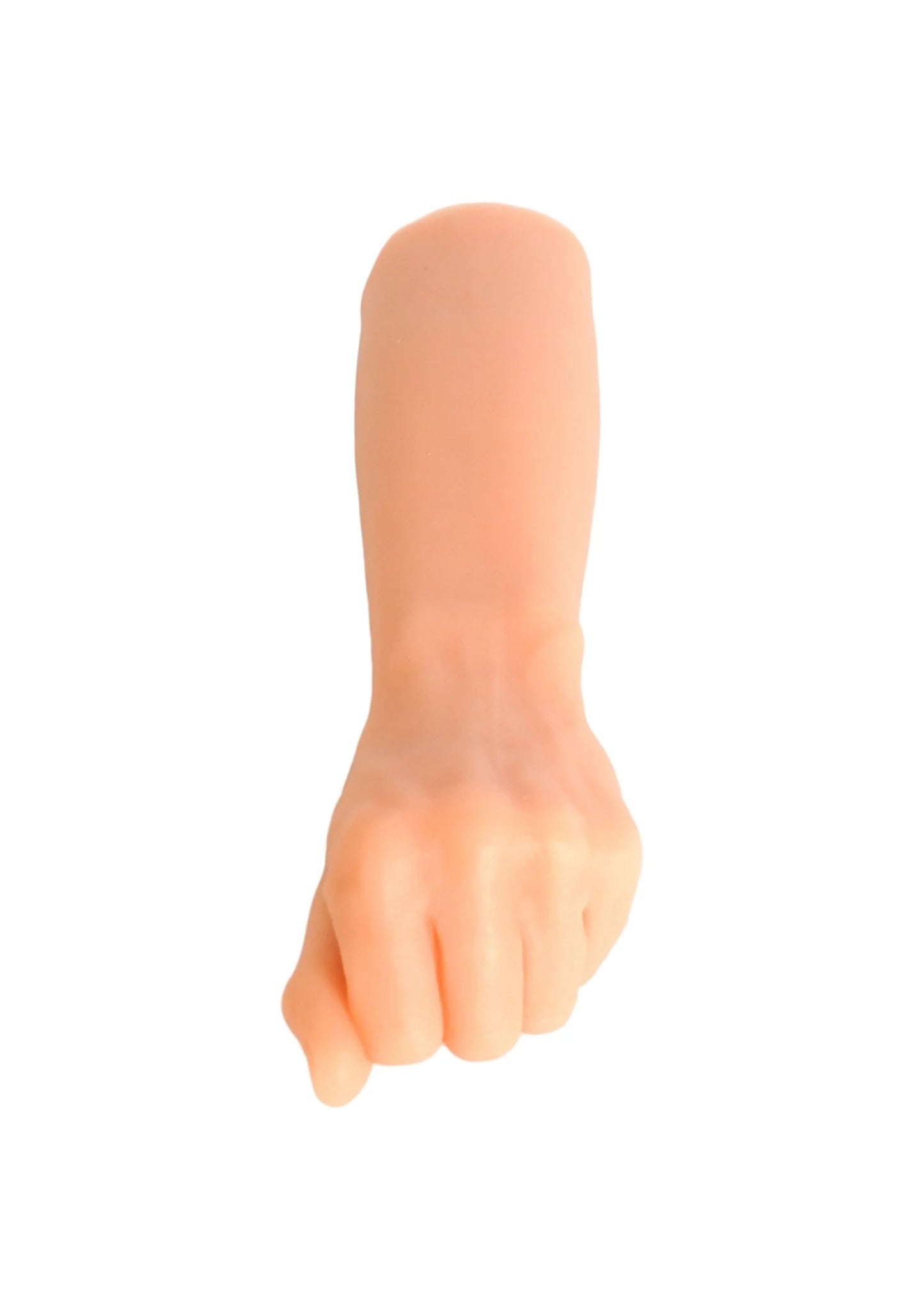 Vuistvormig seksspeeltje met vingers, glad en huidkleurig, schuin