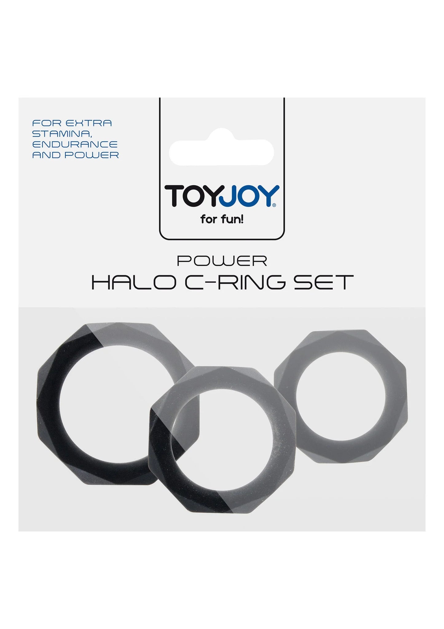 TOYJOY Power Halo C-ring set: drie zwarte octagonale ringen