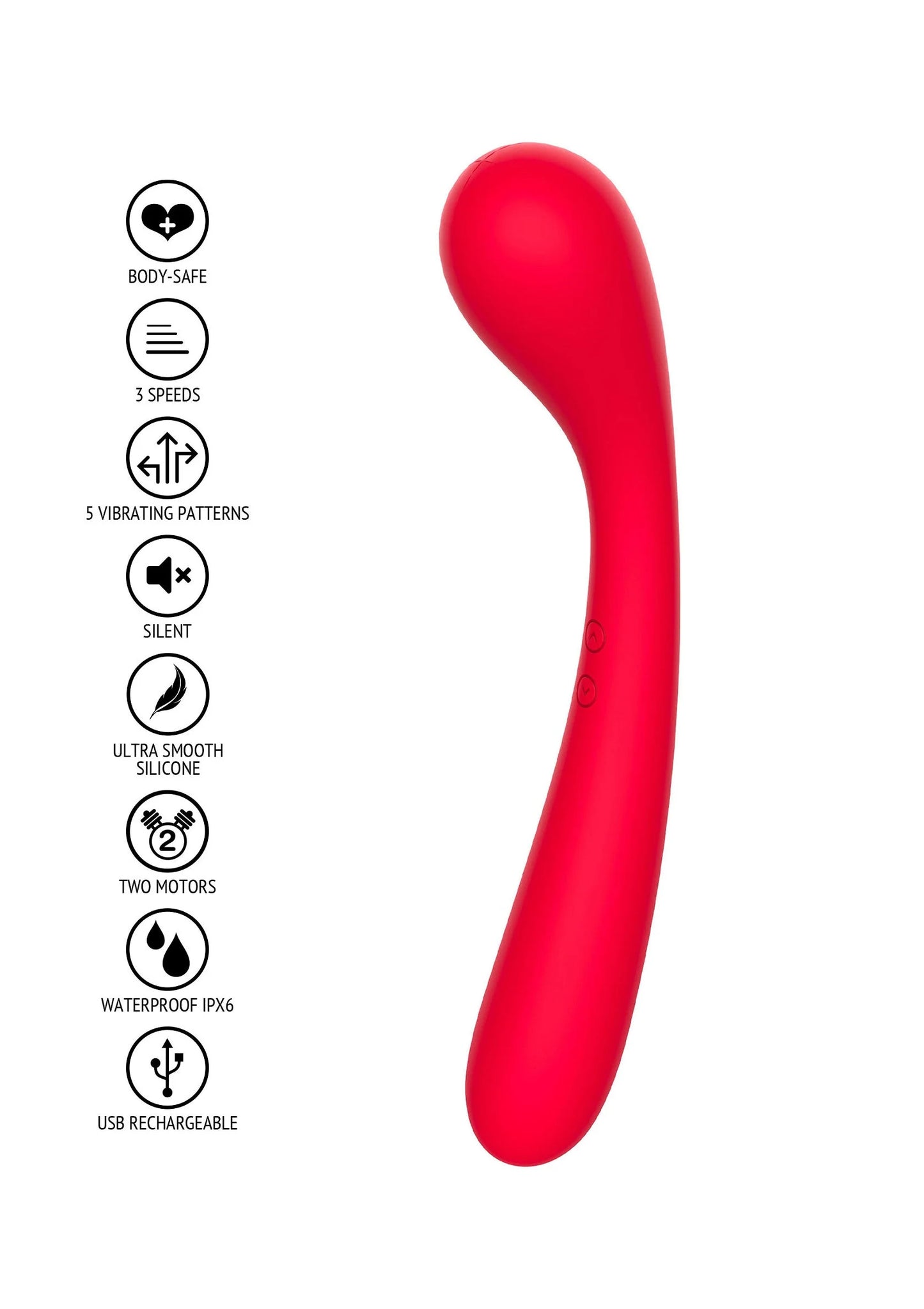 Rode G-spot vibrator met 3 snelheden, 5 trillingspatronen en waterdicht IPX6.