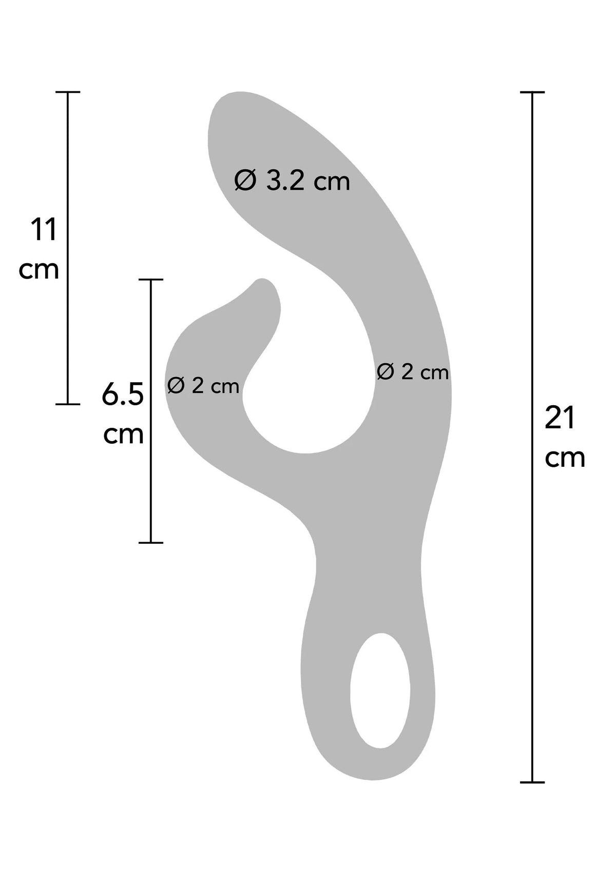 Rode vibrator van Xocoon: 21 cm lang, Ø2 cm en Ø3,2 cm.