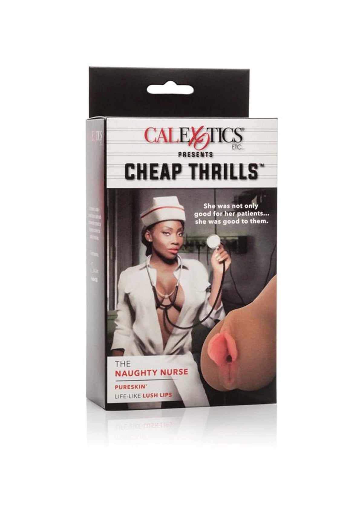 CalExotics verpakkingsdoos 'Cheap Thrills' 'The Naughty Nurse' met model, voorkant