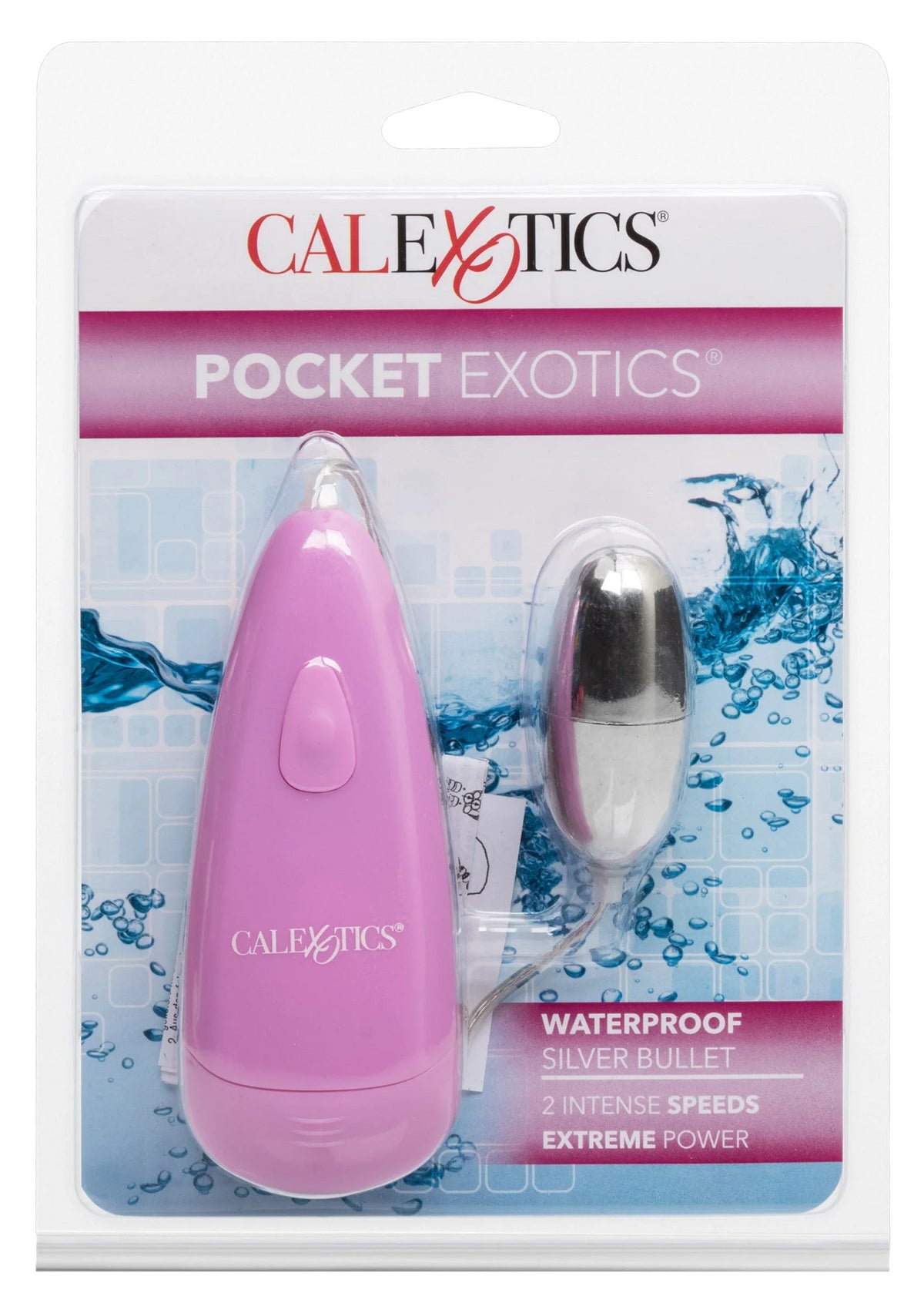 CalExotics Pocket Exotics blisterverpakking met paars waterdicht toestel en zilveren bullet