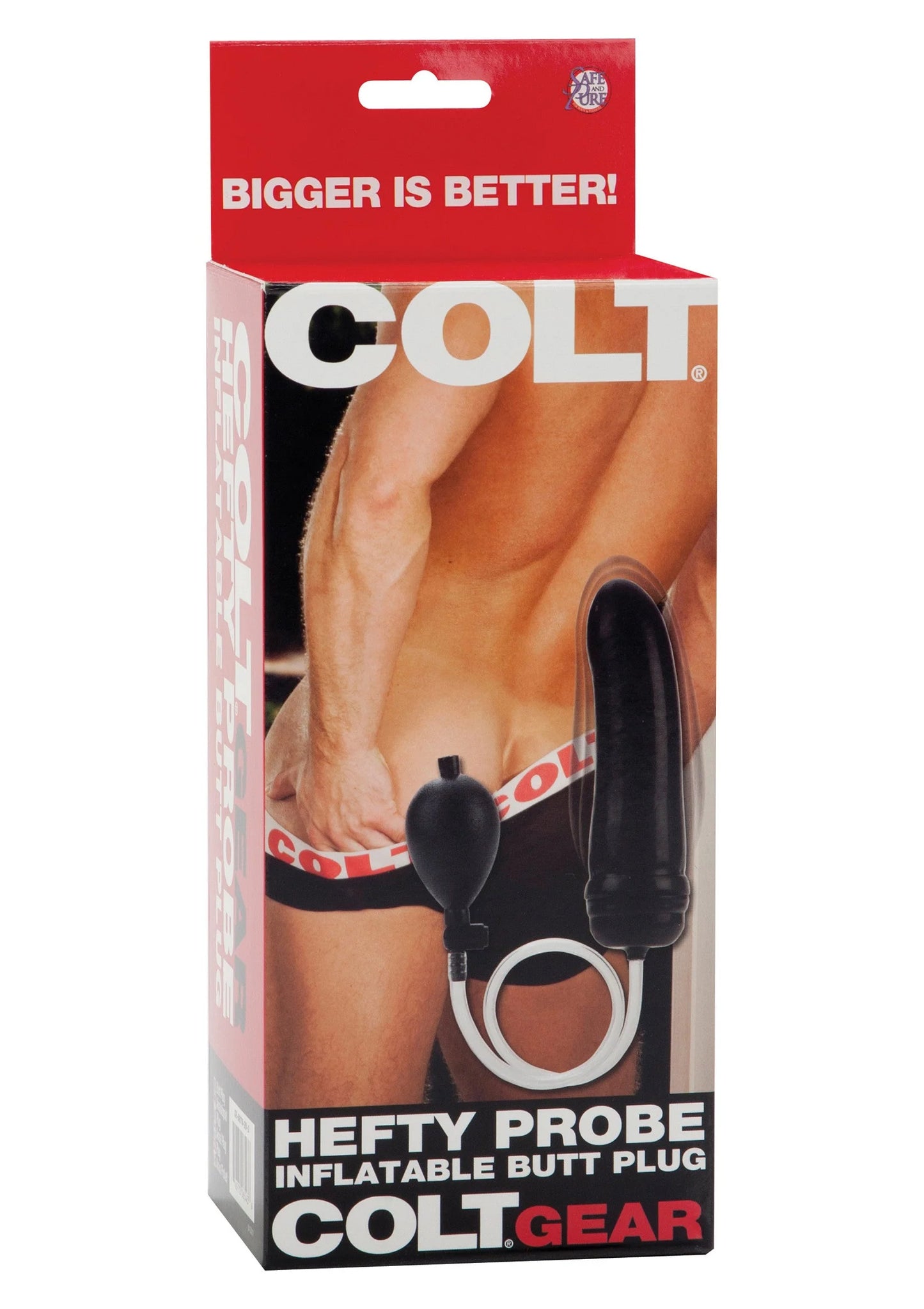COLT.GEAR verpakking met afbeelding van Hefty Probe inflatabele billenplug