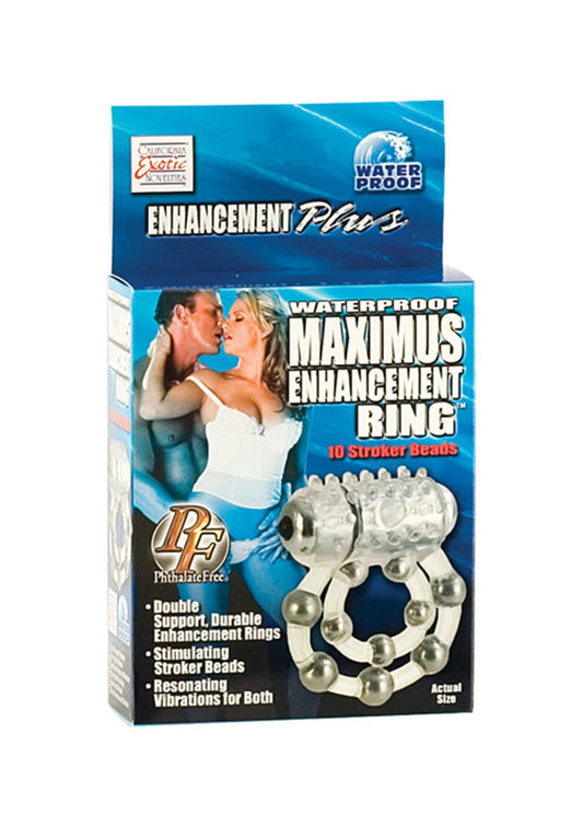 CalExotics Maximus Enhancement Plus verpakking, blauwe doos met ringafbeelding
