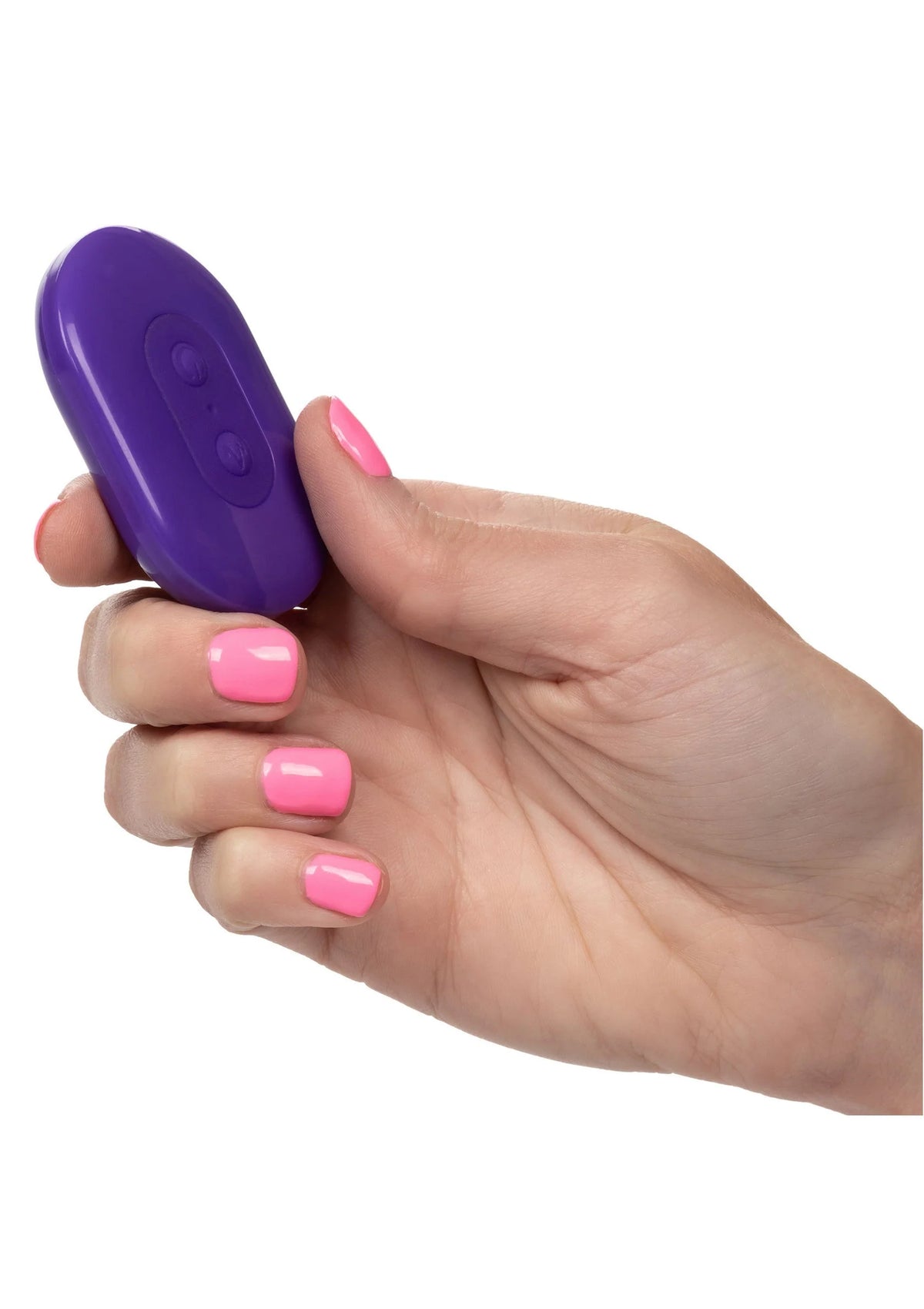 Paarse ronde afstandsbediening voor thrusting vibrator in hand