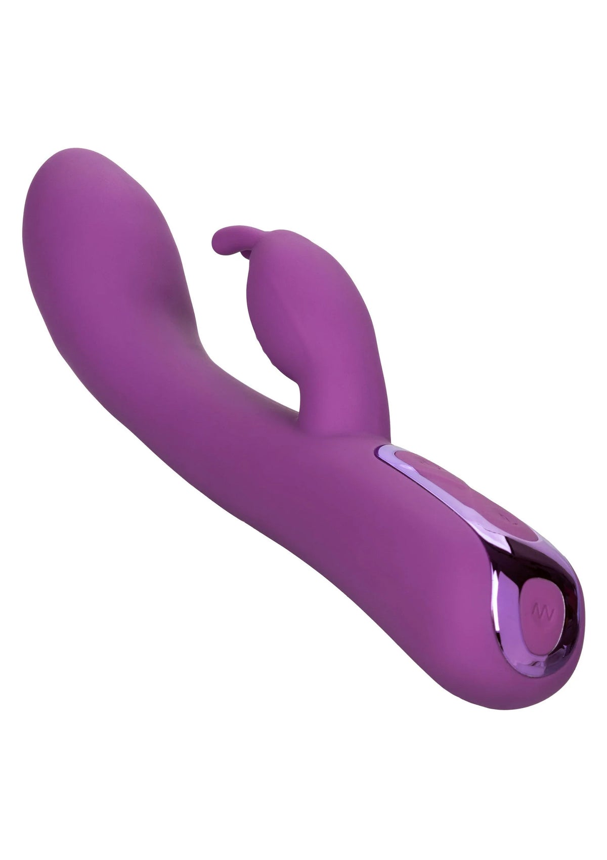 Paarse konijnenvibrator met kop en ronde opening aan het uiteinde