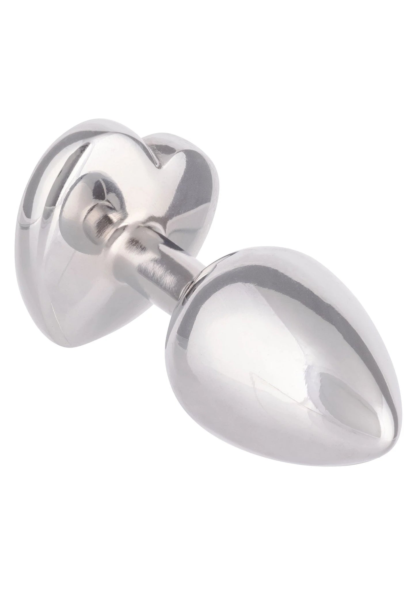 Metalen anale plug met ronde flens en langwerpige punt, robijnrode basis