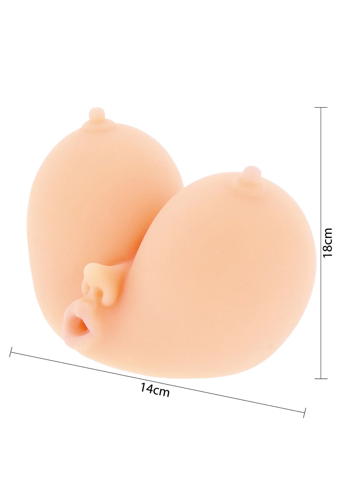 Zijaanzicht prothetische borsten met kruisdetail, lichtroze, 18Ć14 cm