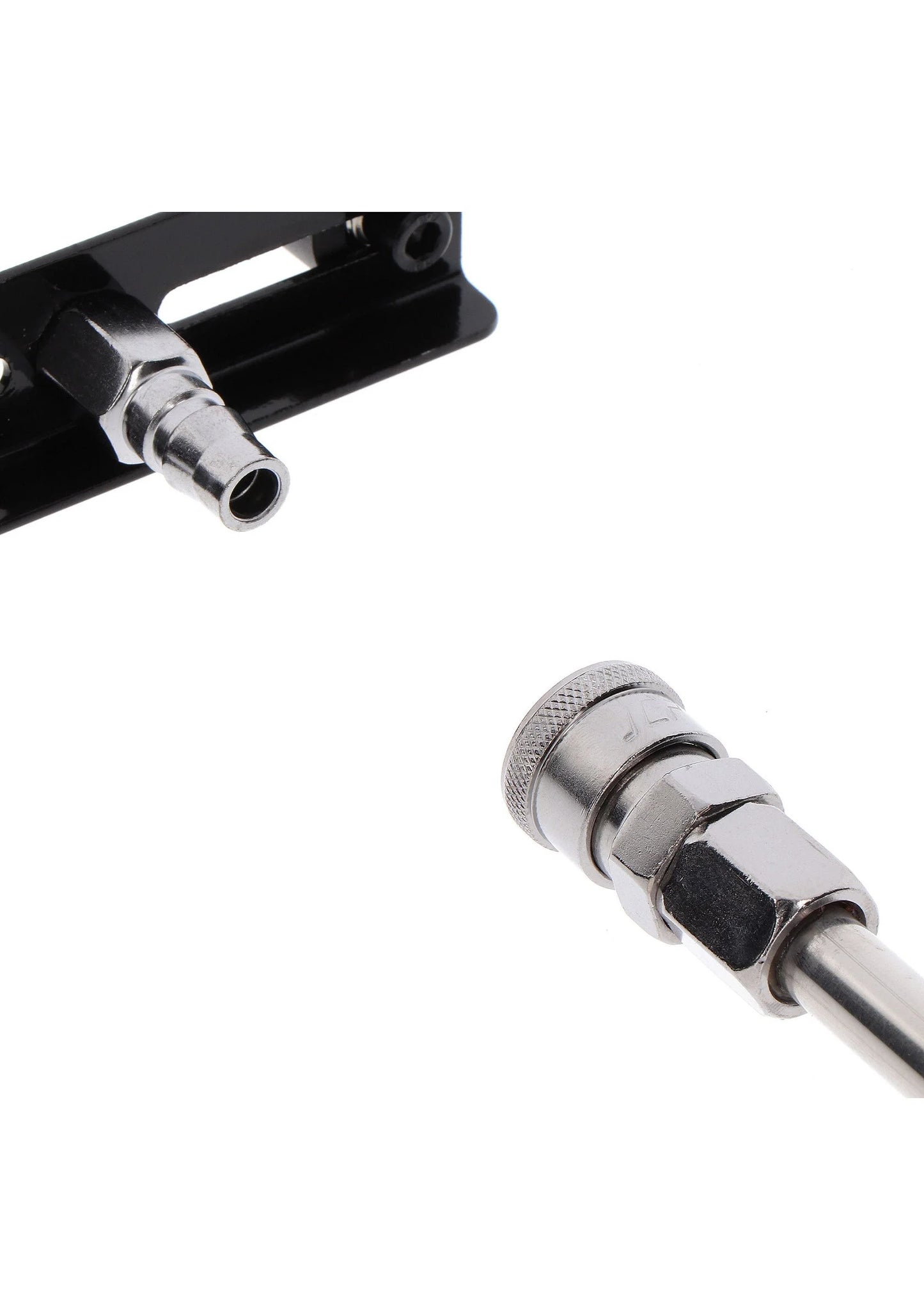 Metalen verlengstang-connector met schroefdraad en kunststof rand, voor aansluiting