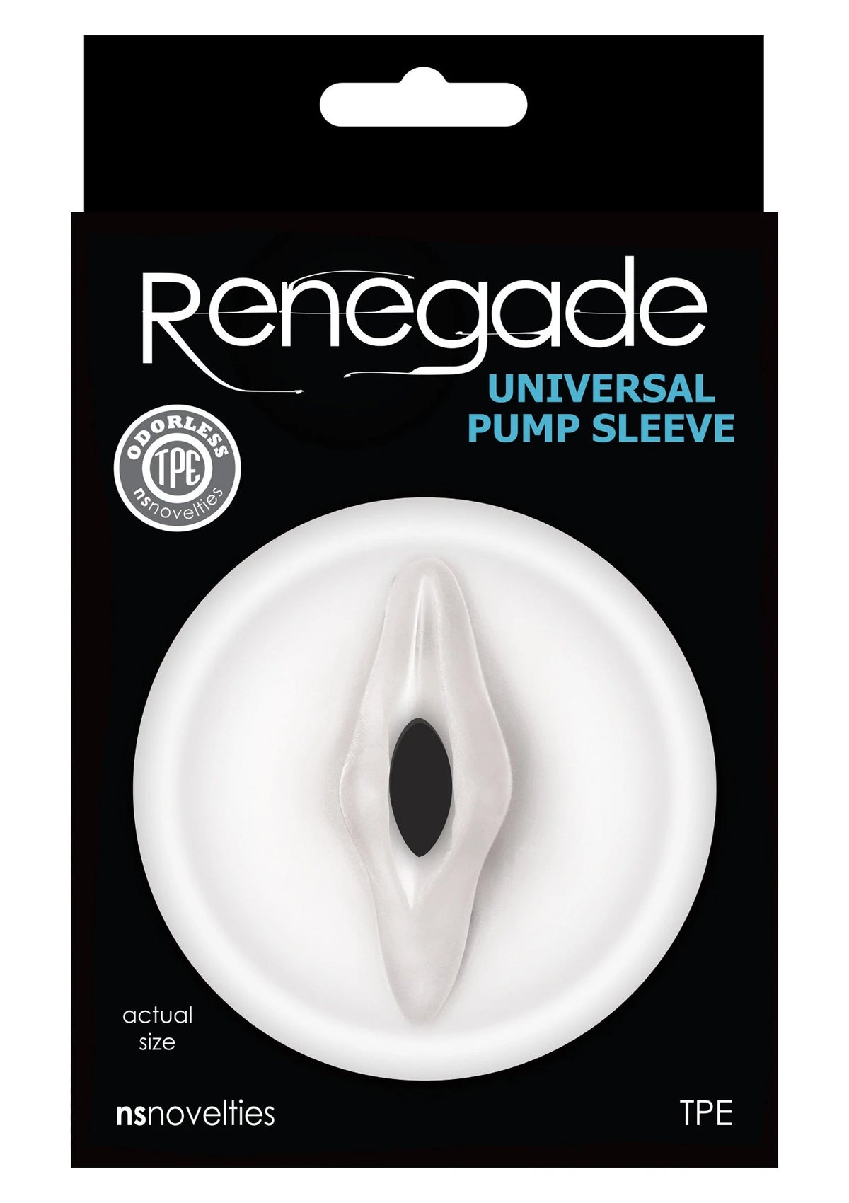 Zwarte doos van NS Novelties Renegade universele pomp-mouw met afgebeelde sleeve