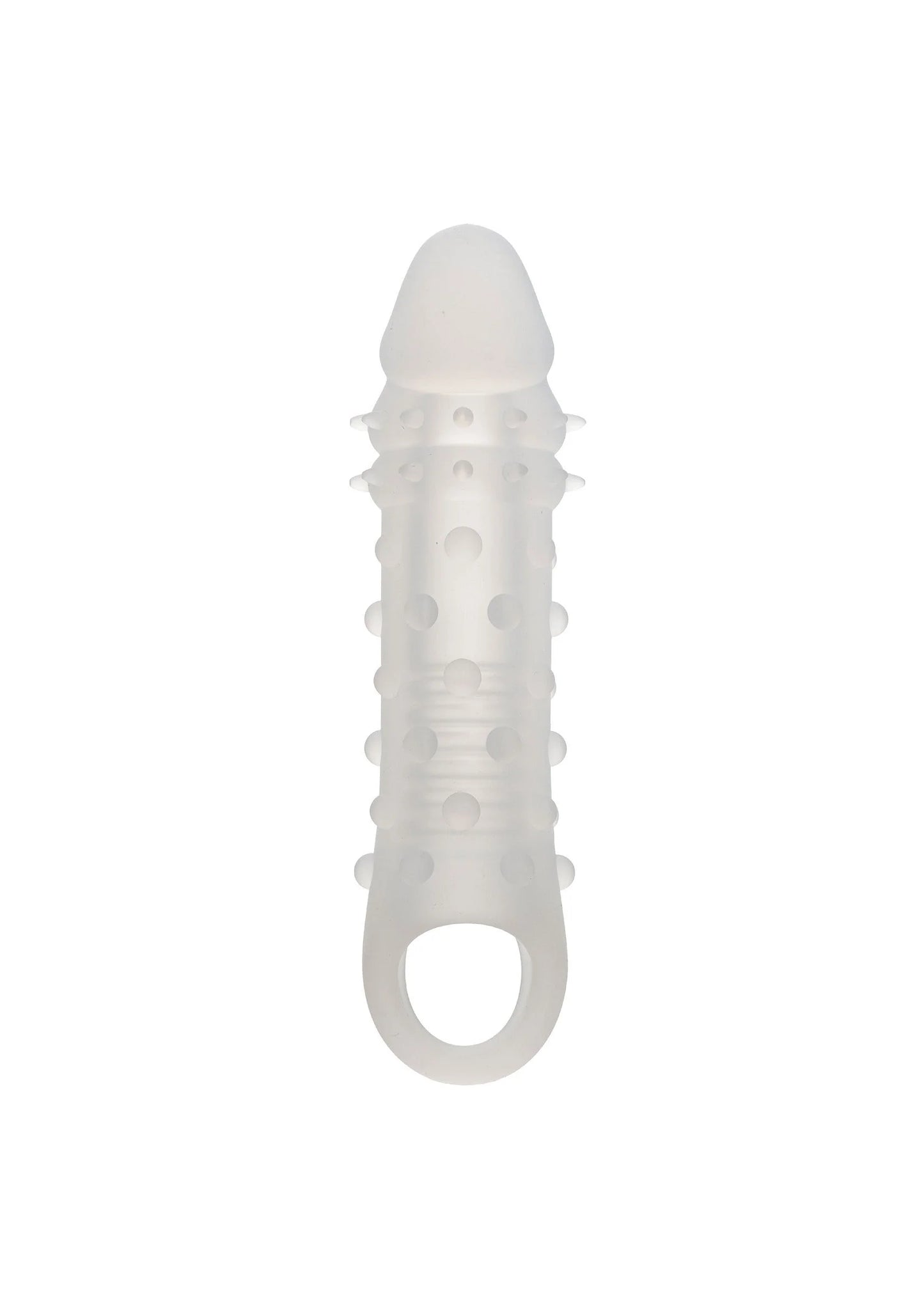 Wit siliconen seksspeeltje met brede kop en ronde handlus onderaan