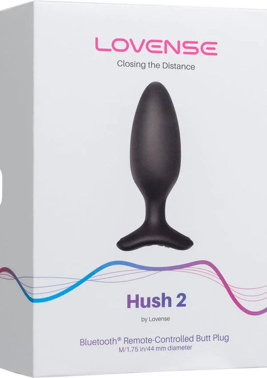Verpakte Lovense Hush 2 anale plug, kegelvormig en zwart