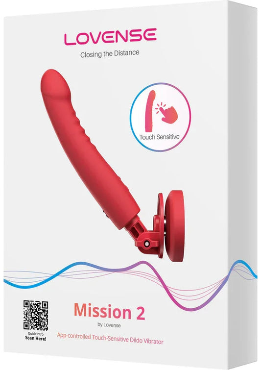 Rode stuwende dildo op verpakking met Lovense-naam en Touch Sensitive-pictogram.