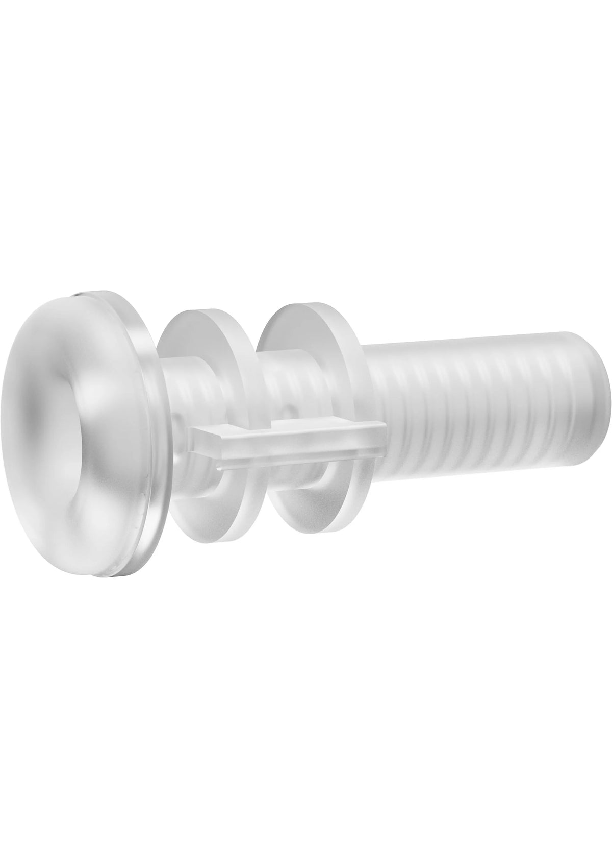 Donutmouw met ronde schijf en geribbelde steel, lichtgrijs siliconen