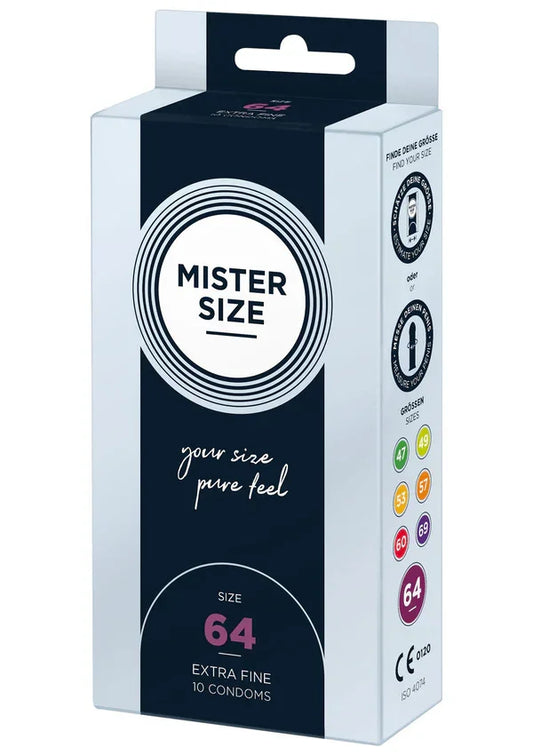 64mm Condoms 10pcs by Mister Size - Happytoys Sexshop: online sex shop for Feeling Happy & Easy 😊 - Discreet geleverd
