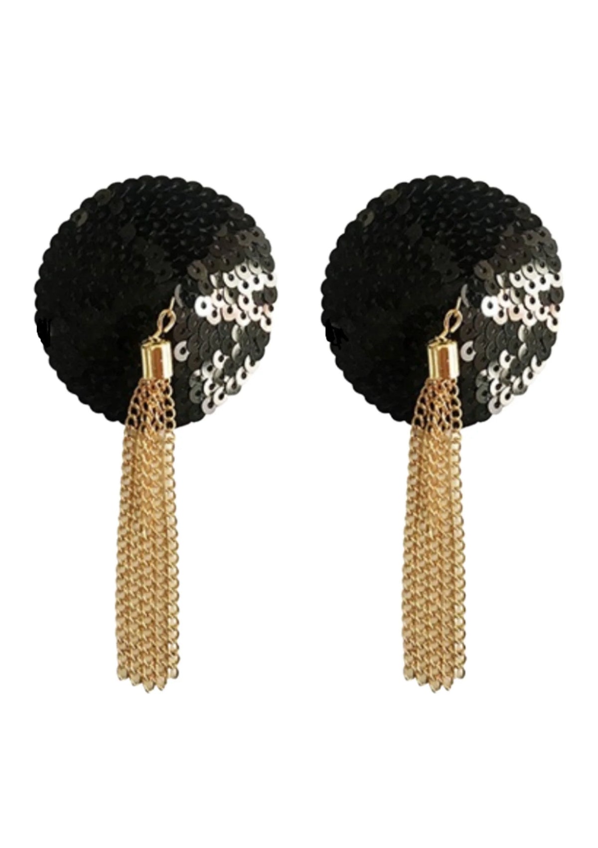 Beste vandaag nog: Sequin Nipple Covers w Chain by Kinky Diva - bij Happytoys Sexshop: Toys for Feeling Happy & Easy π - Zwart - 70831 - BLACK - O/S