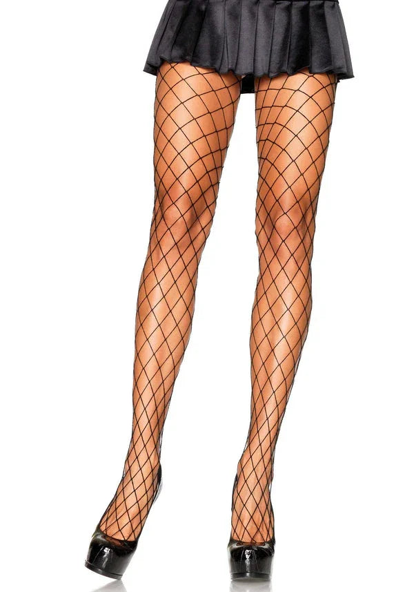 Leg Avenue diamond fishnet panty met ruitjespatroon en geribbelde tailleboord