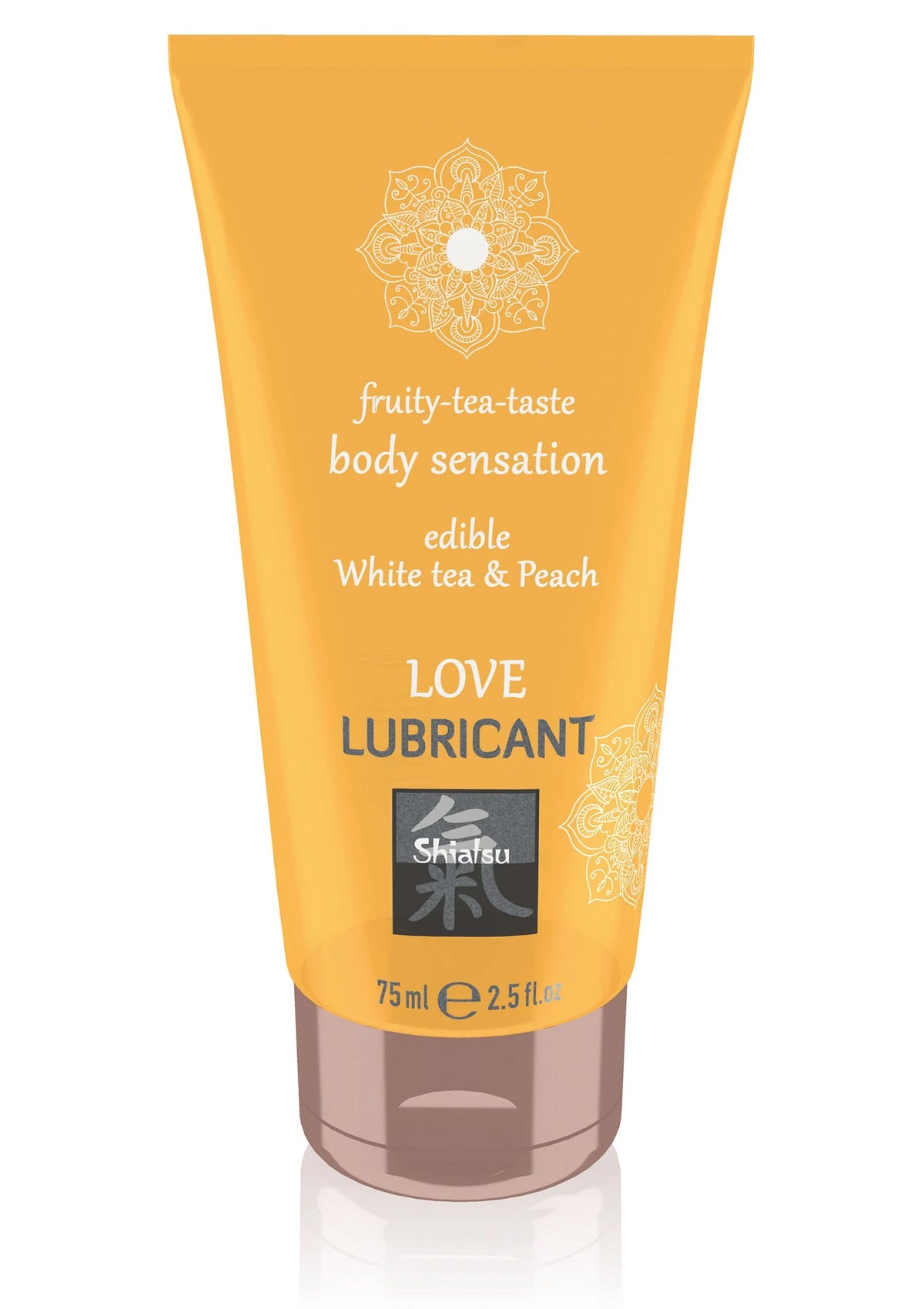 Eetbare glijgel 75 ml witte thee & perzik in gele tube