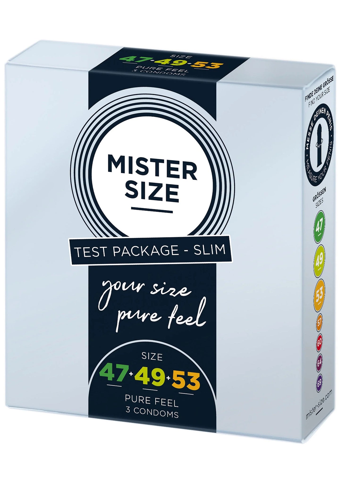 Beste vandaag nog: 47 - 49 - 53mm 3 - pack condoms by Mister Size - bij Happytoys Sexshop: online sex shop for Feeling Happy & Easy 😊