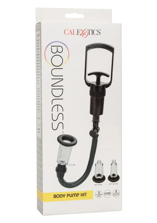 CalExotics Body Pump Hit verpakkingsdoos met handpomp en accessoires