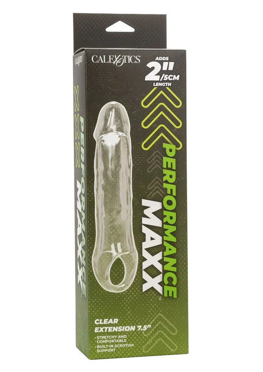 CalExotics Performance Maxx verpakking met transparante 7,5 inch extension.