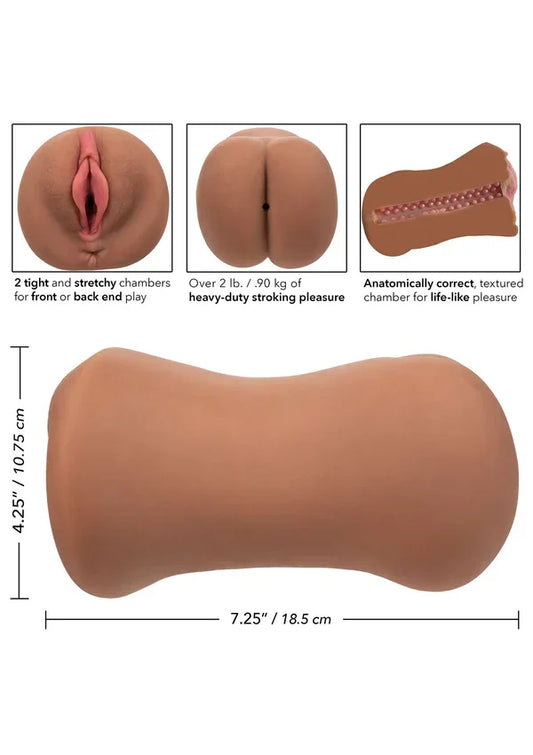 Stroke It Dual Entry Pussy Ass Brown by CalExotics - Happytoys Sexshop: online sex shop for Feeling Happy & Easy 😊 - Discreet geleverd