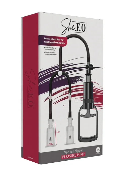 Vacuum Nipple Pleasure Pump M/L by She.E.O. - Happytoys Sexshop: online sex shop for Feeling Happy & Easy π - Discreet geleverd