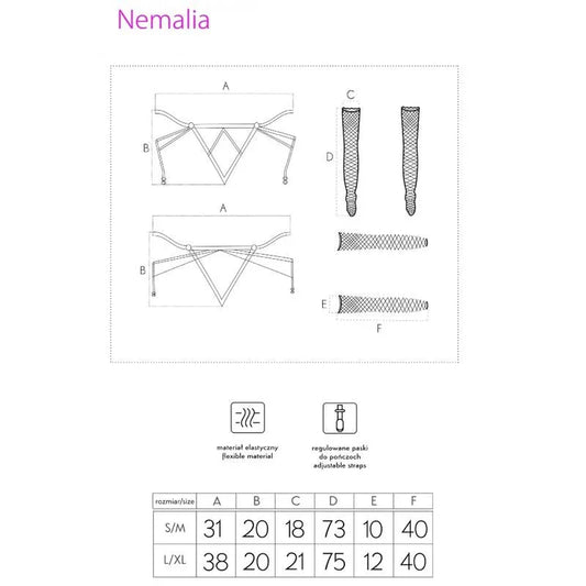 LIVCO CORSETTI FASHION - NEMALIA SET GARTER + STOCKINGS + GLOVES BLACK - Happytoys Sexshop: online sex shop for Feeling Happy & Easy 😊 - Discreet geleverd