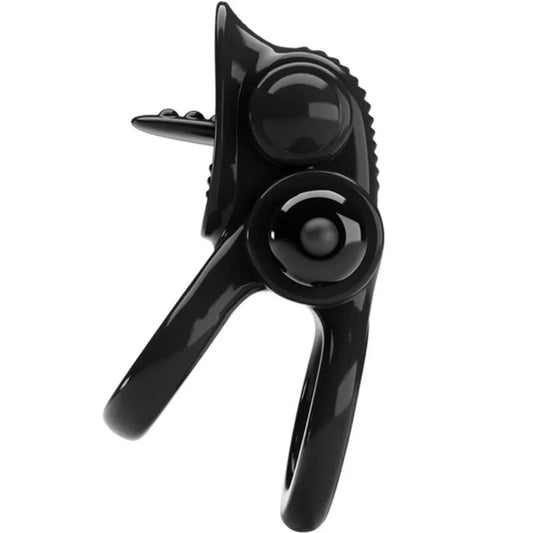 PRETTY LOVE - PASSIONATE RING DOUBLE VIBRATING RING + CLITORIS STIMULATOR BLACK - Happytoys Sexshop: online sex shop for Feeling Happy & Easy 😊 - Discreet geleverd