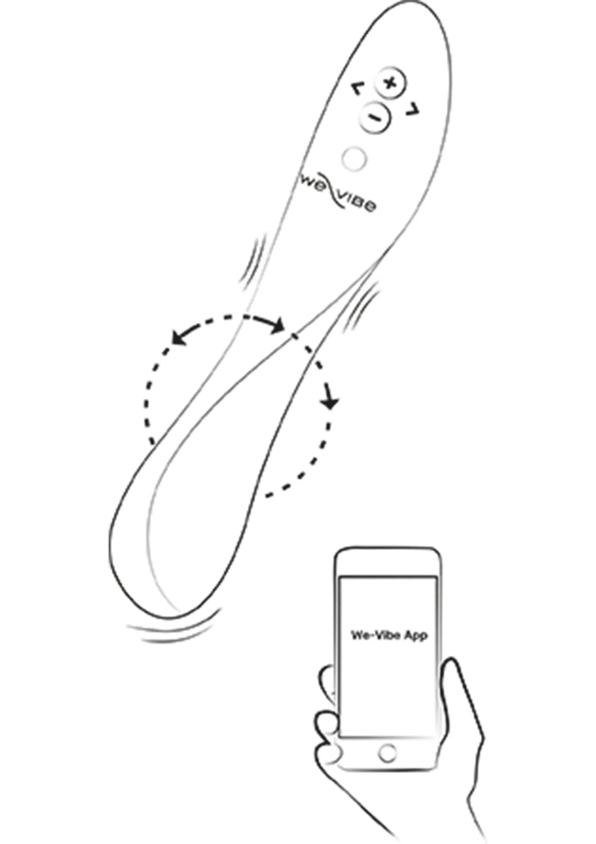 Roze We-Vibe Rave 2 vibrerende stimulator met app op smartphone (illustratie)