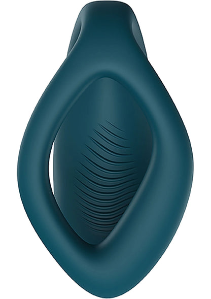 Donkerblauwe O-vormige vibrator met reliëf en ovale opening