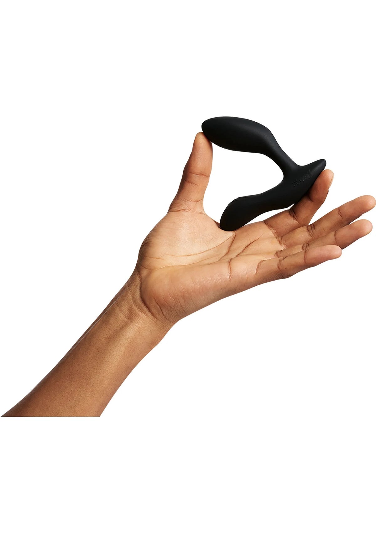 Vector + seksspeeltje van We-Vibe, zwarte plug in de hand