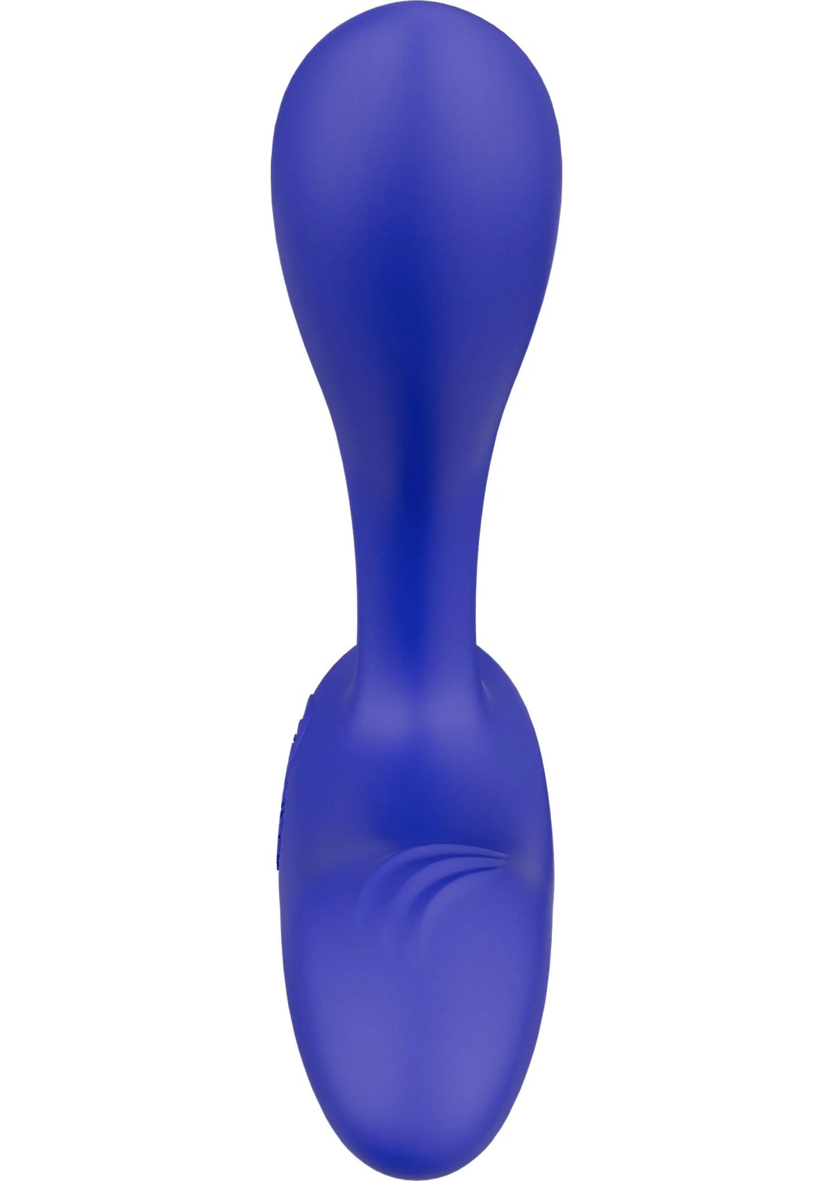 We-Vibe Vector + vibrerende plug in marineblauw, korte brede vorm met afgeronde basis.