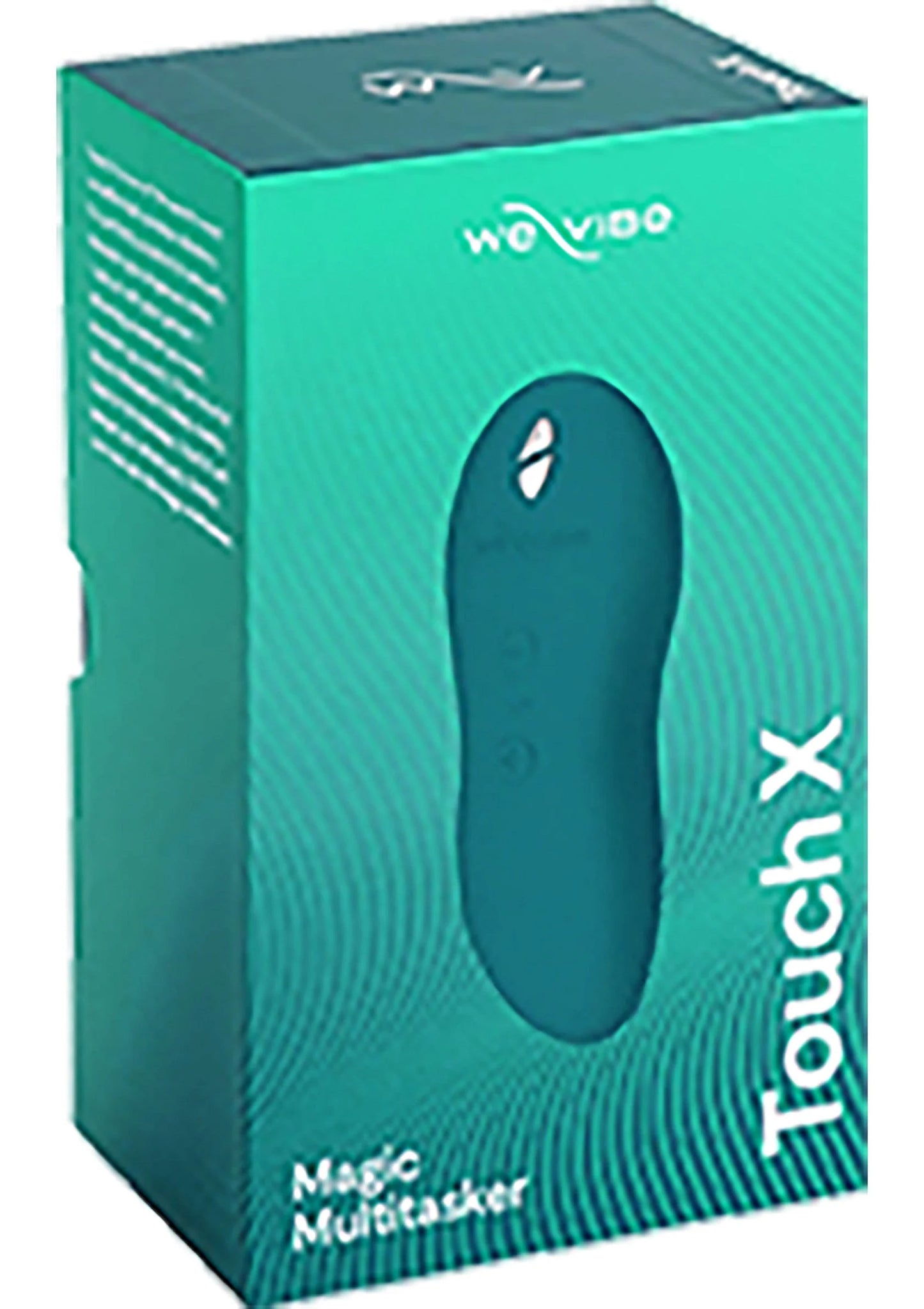 Verpakking van Touch X van weVibe met Magic Multicaster, groene doos met Touch X.