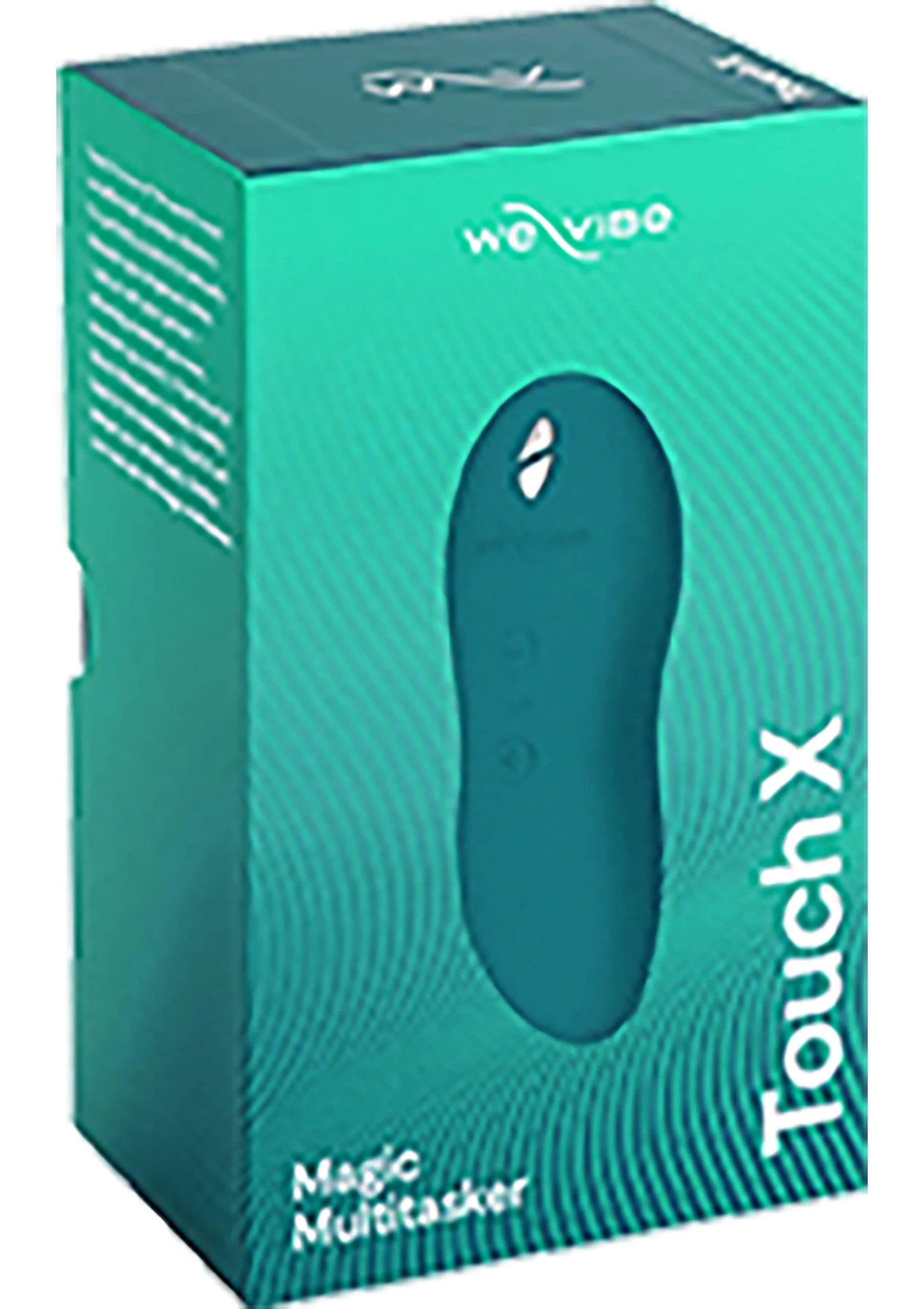 Verpakking van Touch X van weVibe met Magic Multicaster, groene doos met Touch X.