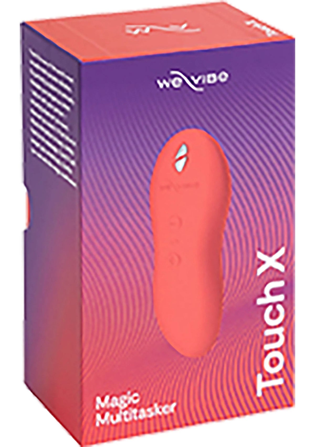 Verpakking van Touch X van weVibe met Magic Multicaster, oranje doos.