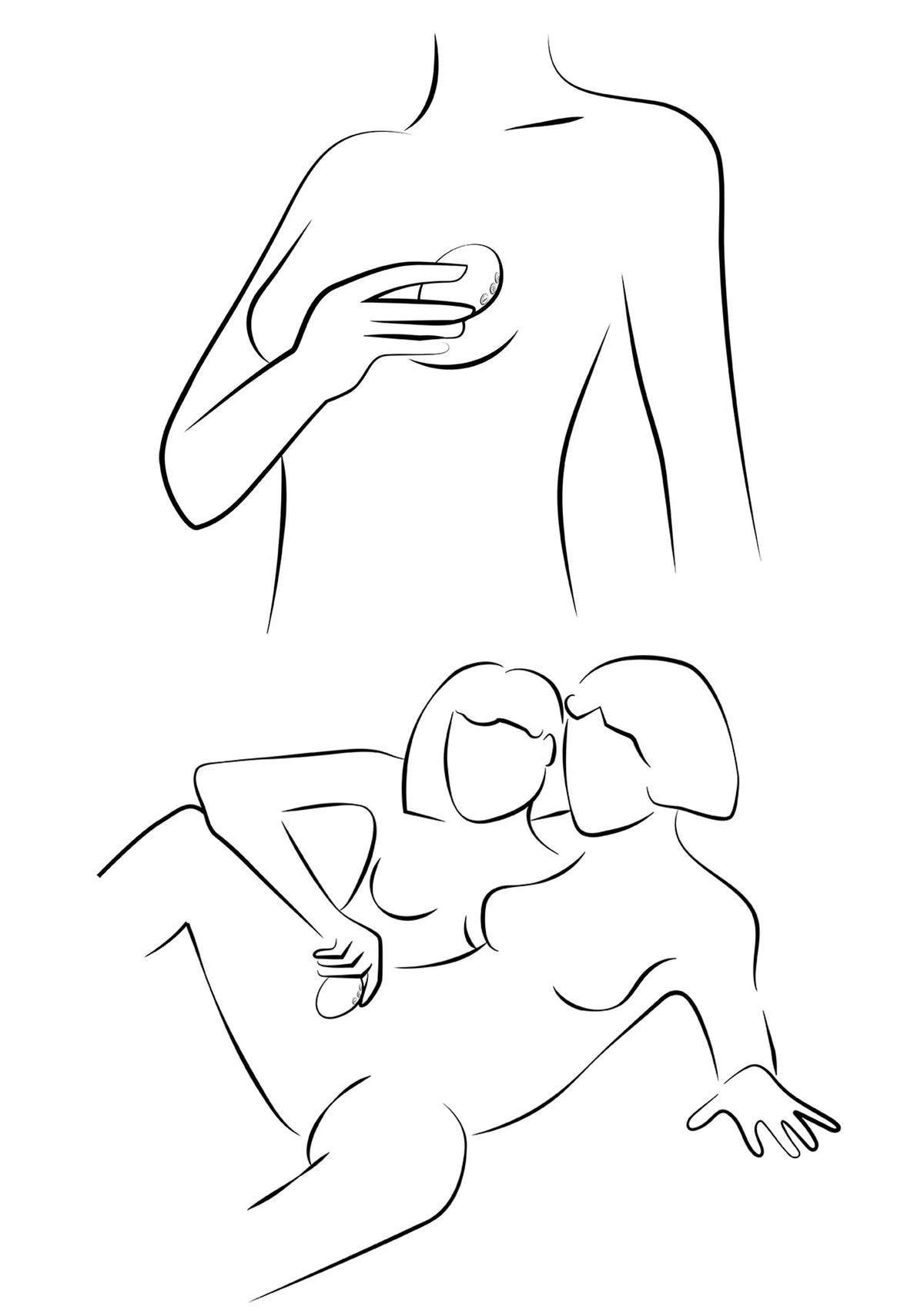Verwarmende en vibrerende massager, schematische illustratie van gebruik