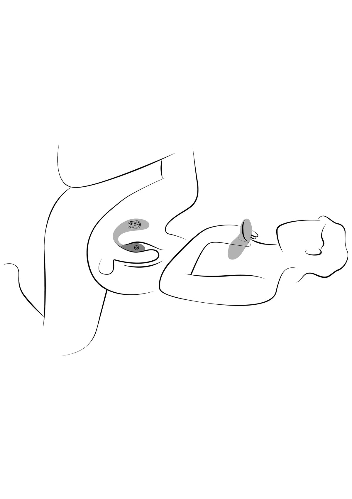 Lineaire gebruiksillustratie met vibratorpositie en bewegingspijlen