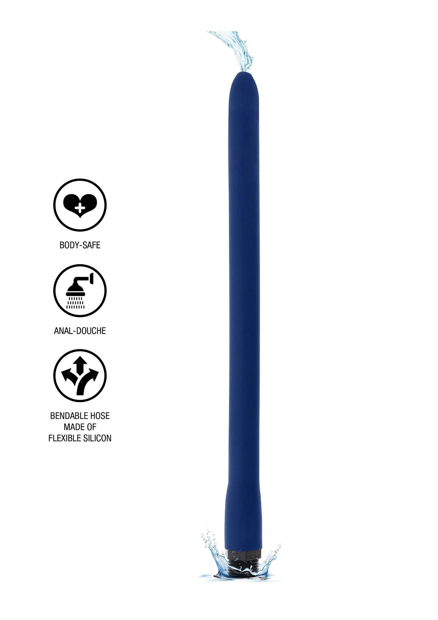 Blauwe anale douche met flexibele siliconen slang; met waterstraal