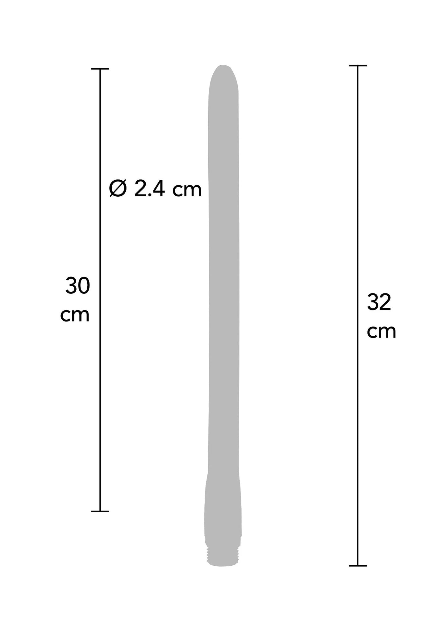 Anale douche maattekening: 30 cm lengte en Ø 2,4 cm