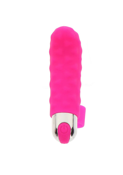 Roze vinger-vibrator met ronde kop en geïntegreerde bedienknop