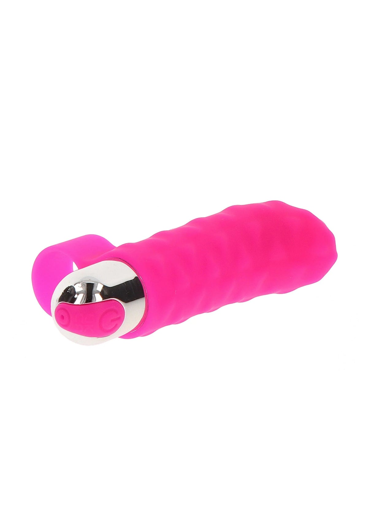 Roze vinger-vibrator met open contactring en korte polsband