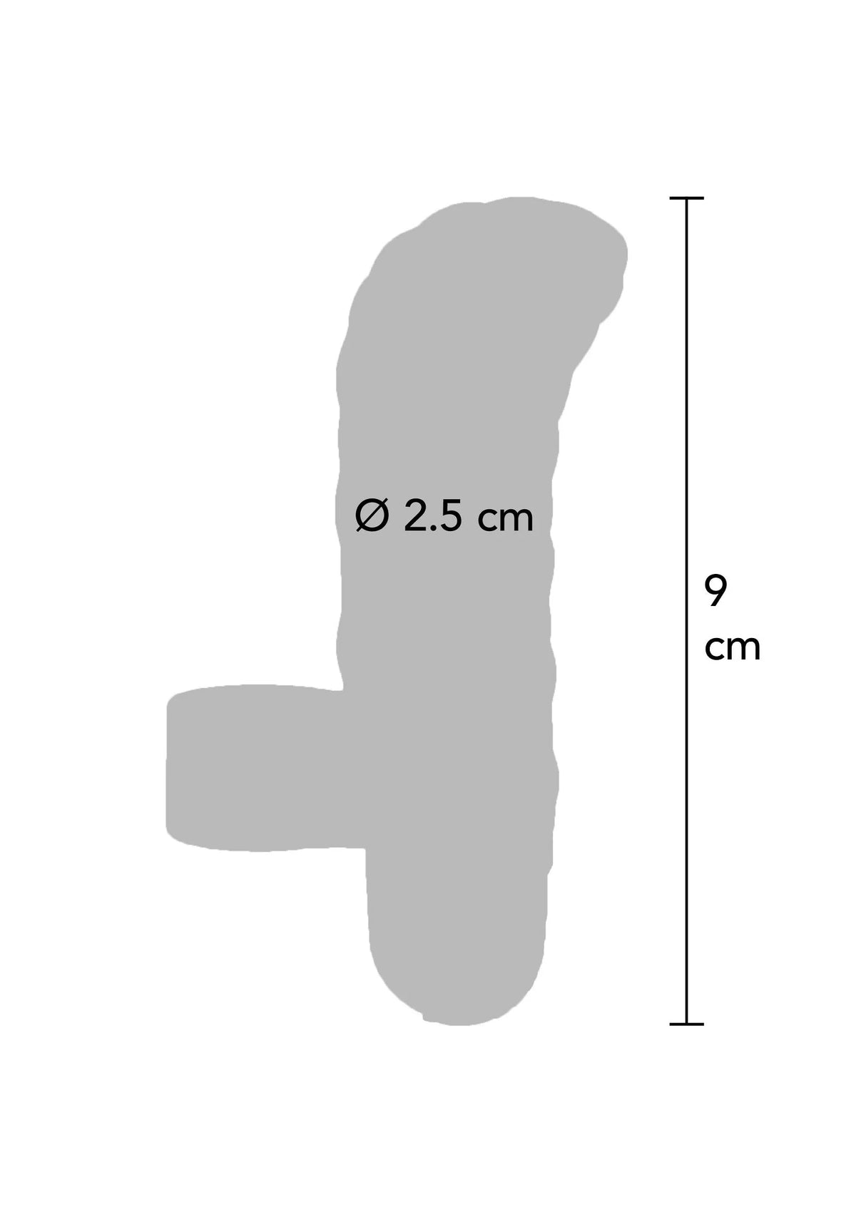 Vinger-vibrator, grijze contour; Ø 2,5 cm, lengte 9 cm