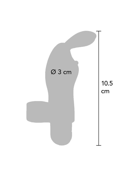 Konijn-vibrator, grijs silhouet: Ø 3 cm en 10,5 cm lengte