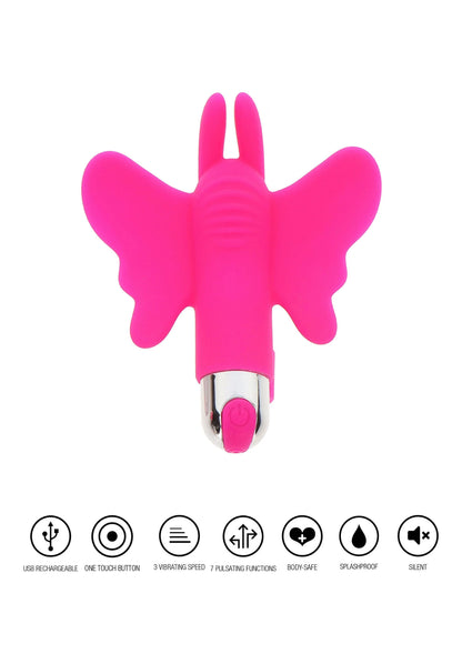 ToyJoy vlinder vinger-vibrator (oplaadbaar), roze fuchsia, met aansluiting onderaan