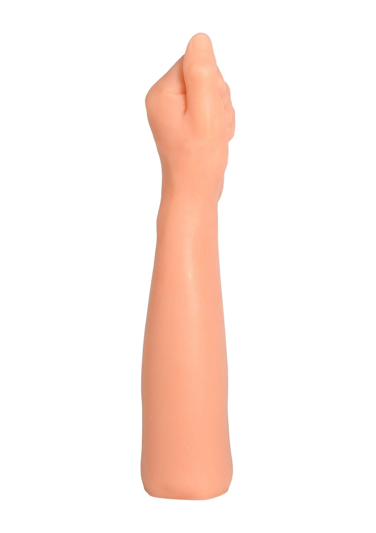 Vuistvormig seksspeeltje, glad en huidkleurig, staand