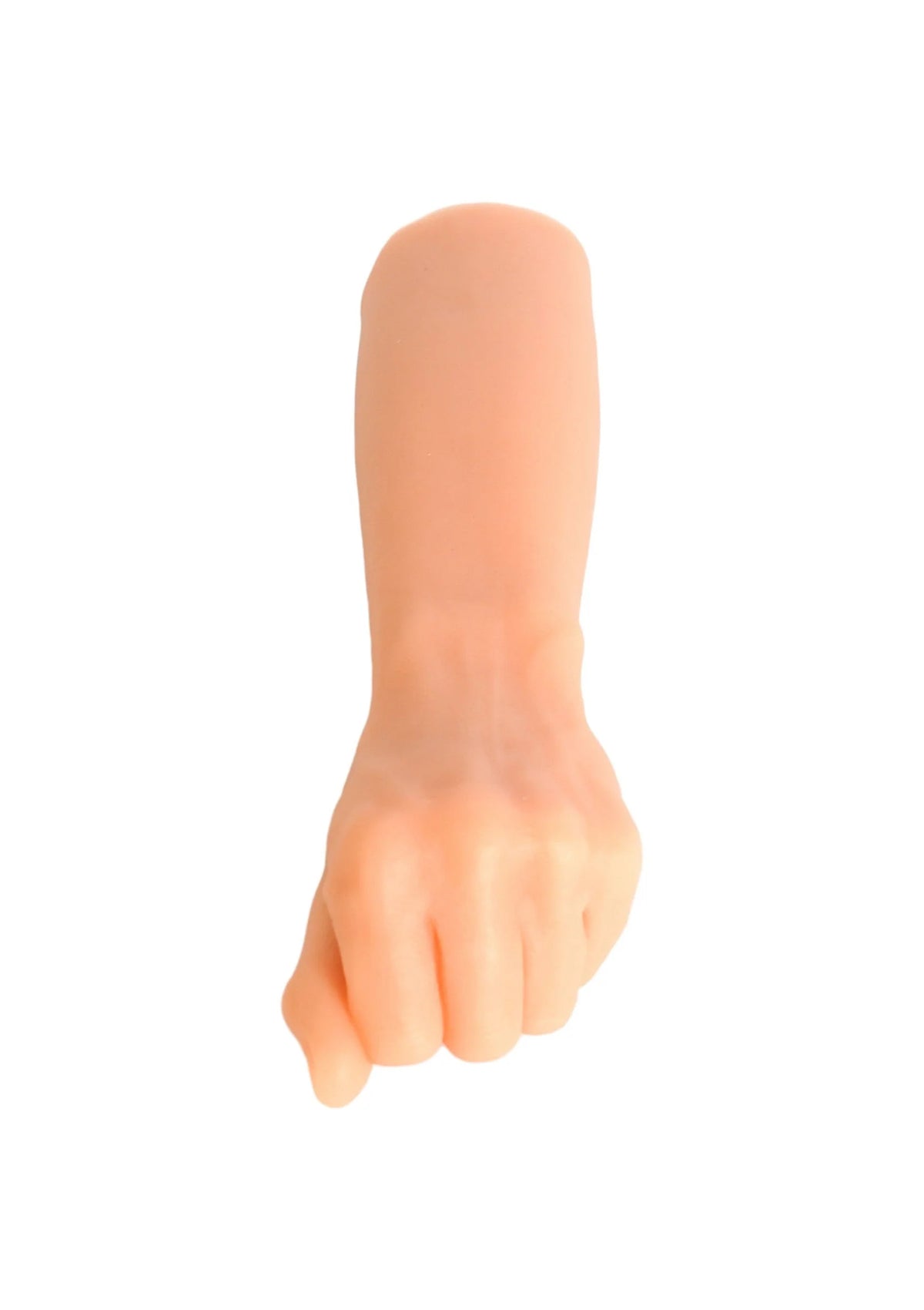 Vuistvormig seksspeeltje met vingers, glad en huidkleurig, schuin