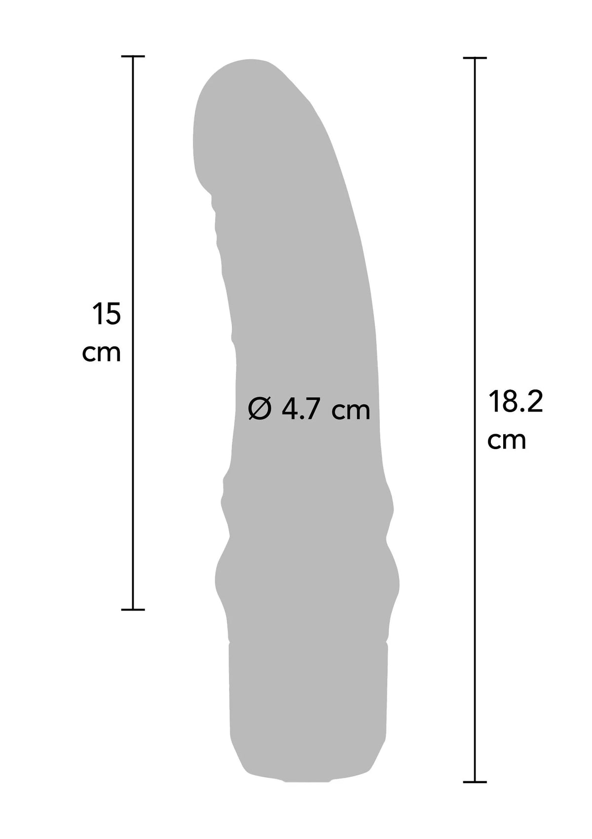 Mini G-spot vibrator, grijze siliconen behuizing, langwerpige vorm