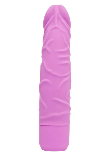 Vibrator met afgeronde punt, paars van kleur, met brede onderkant